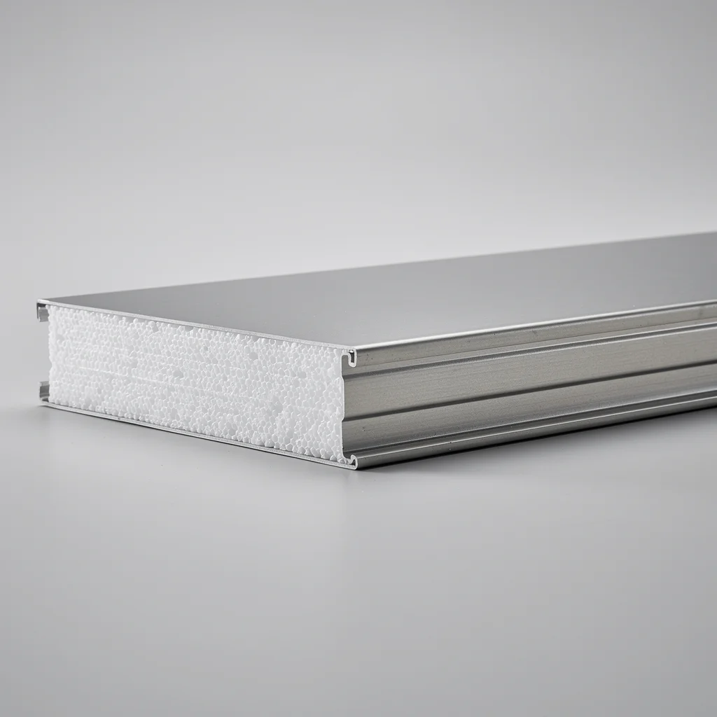 Close-up of sandwich panel cross-section
