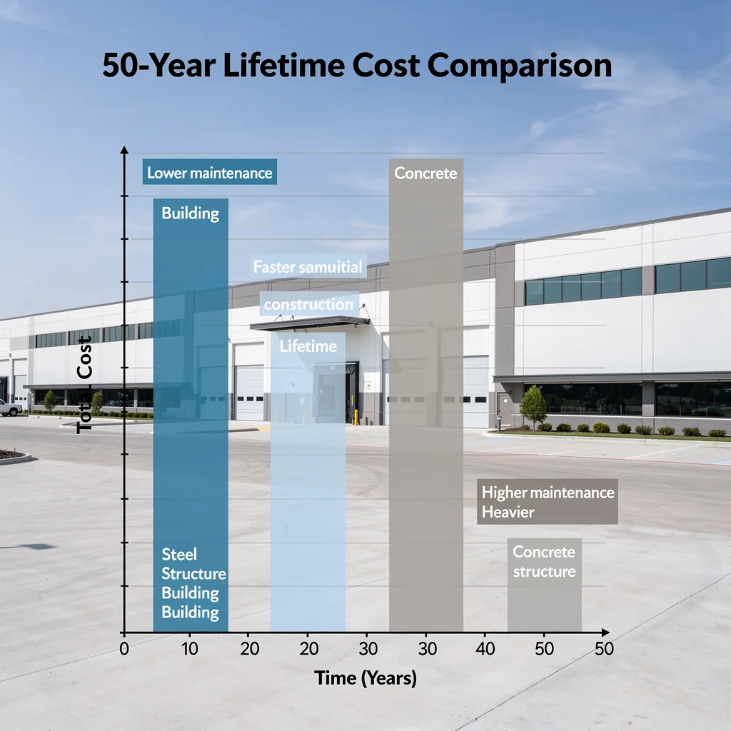 Steel vs Concrete: Lifetime Cost Comparison 2026