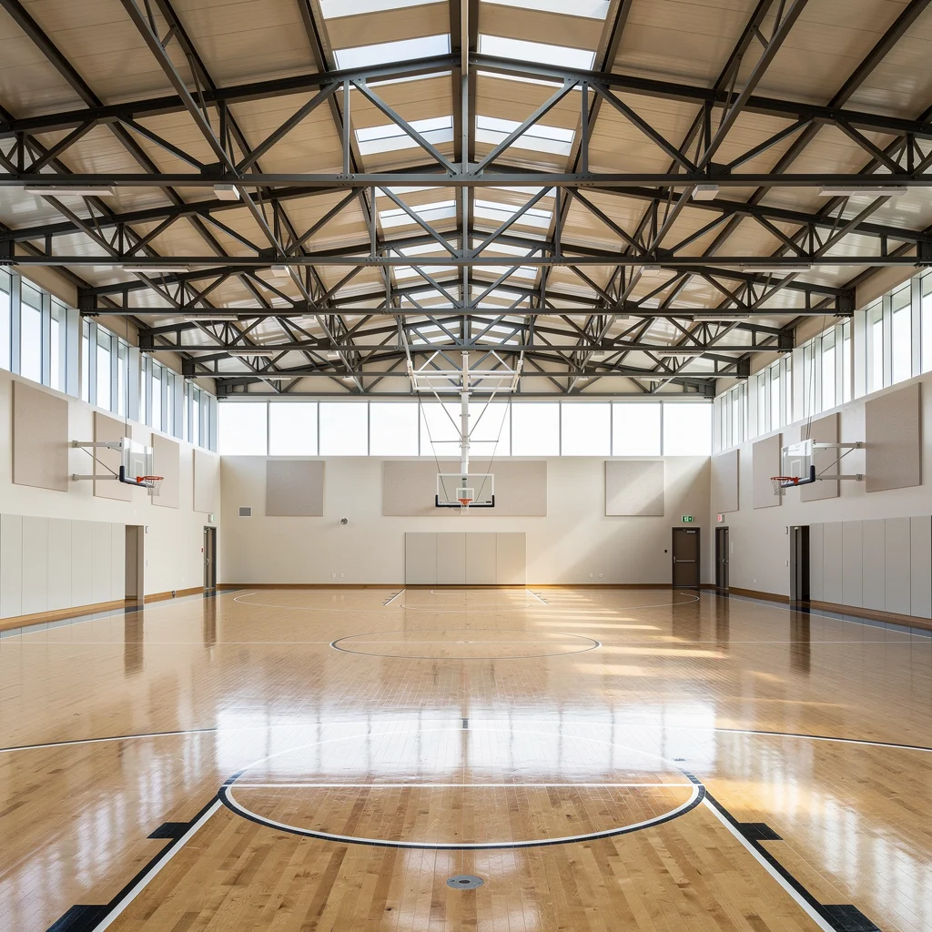Steel structure gymnasium under construction
