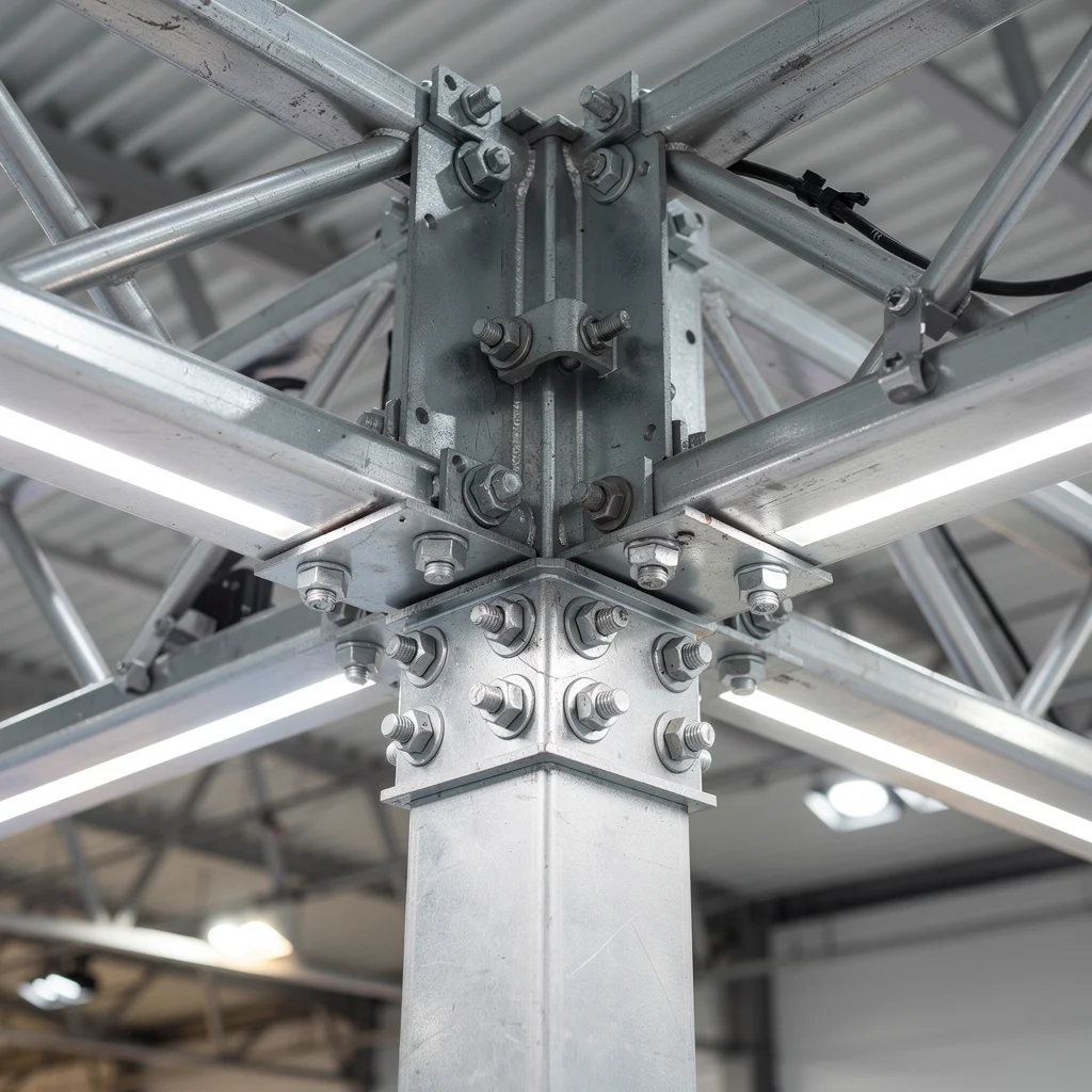 Steel truss sports hall roof detail