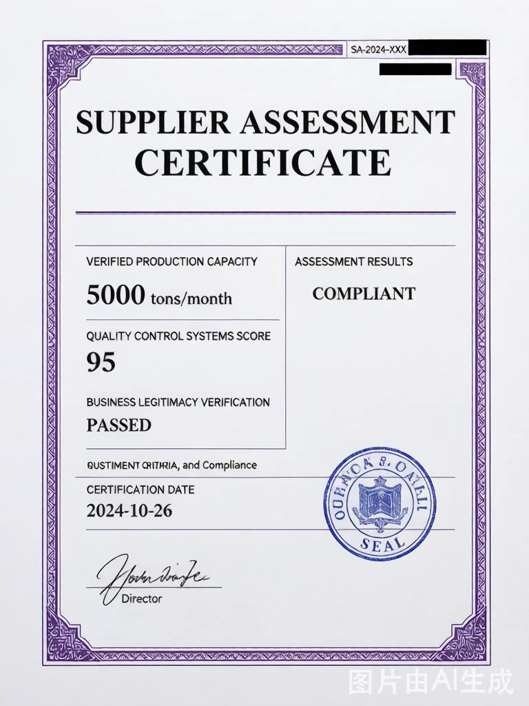 Supplier Assessment Certificate certificate