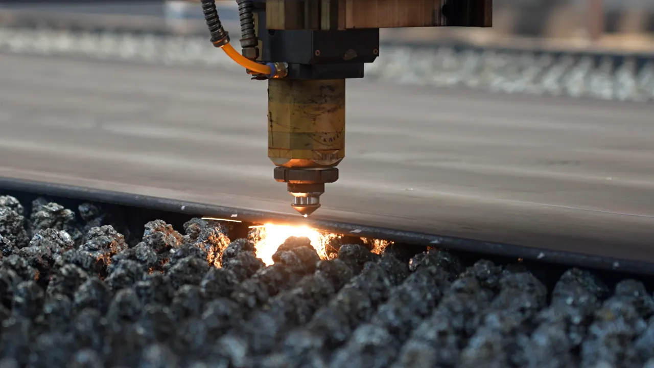 CNC plasma cutting machine cutting steel plate